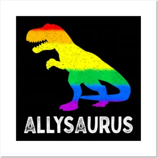 LGBT Ally Allysaurus Dinosaur Pride Month Posters and Art